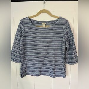 J. Jill Blue and White Striped Top